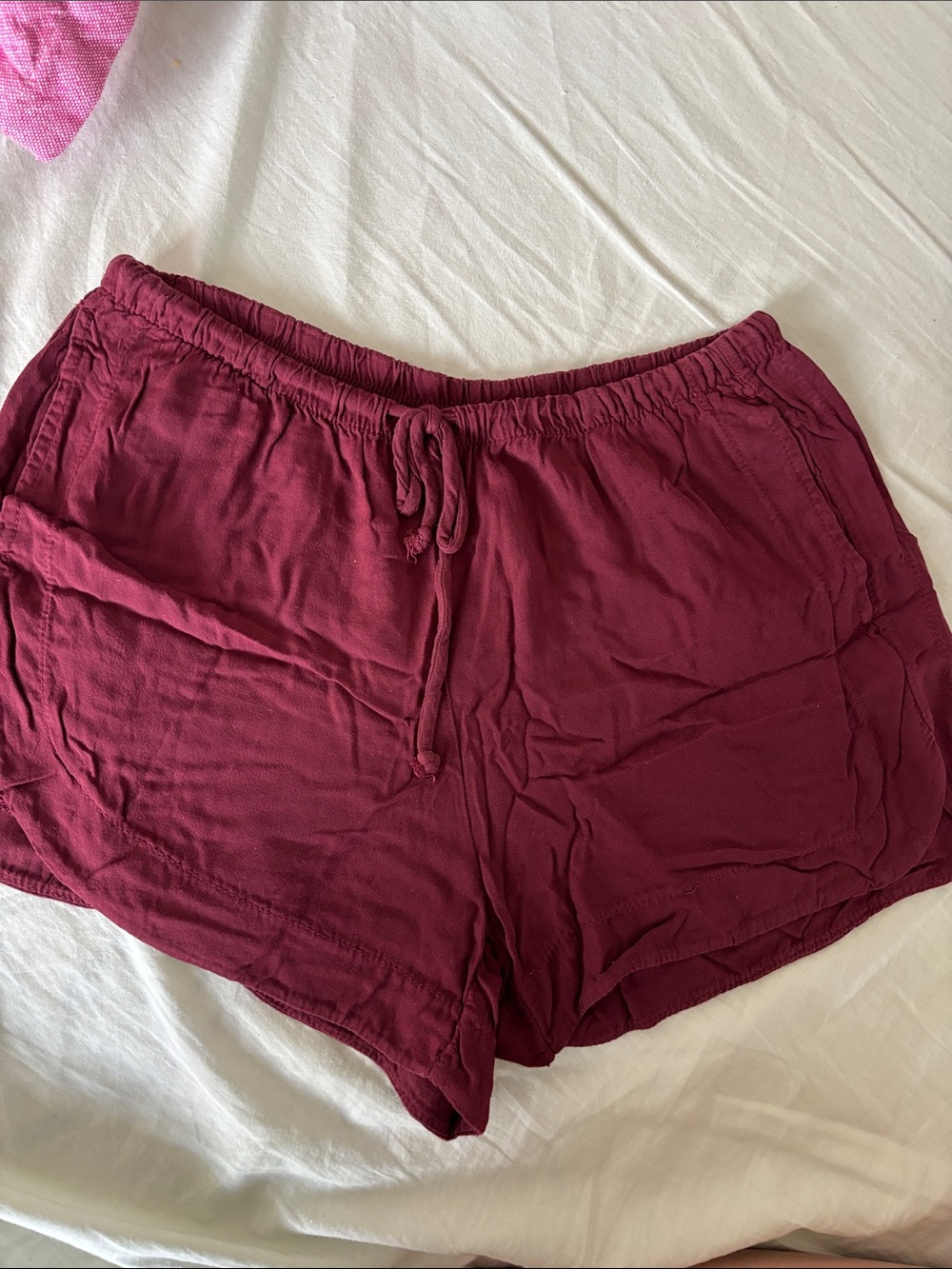 John Galt Maroon Drawstring Lounge Shorts